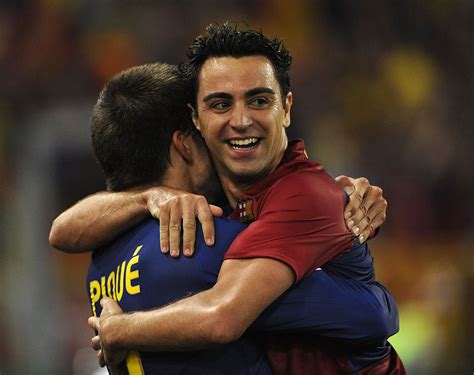 Gerard Pique And Xavi Hernandez Of Barcelona Celebrate The 2nd Goal Xavi Hernandez Gerard