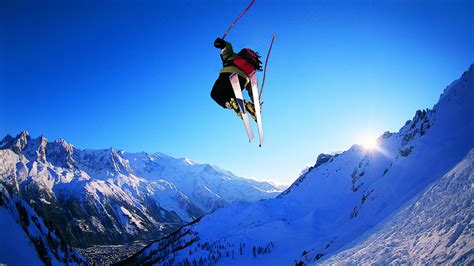 Free Download Skiing Winter Snow Ski Mountains Wallpaper Background