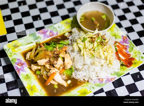 Fresh Prepared Malaysian Nasi Goreng Paprik Stir Fried Chicken Served