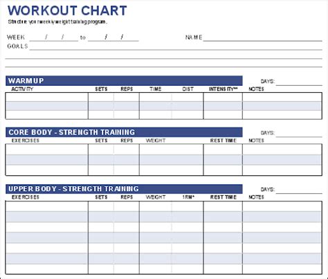 Monthly Exercise Log My Excel Templates