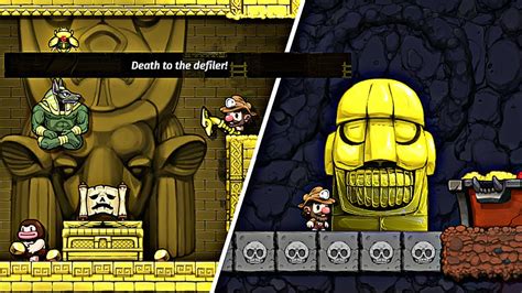 spelunky 1 s temple ending recreated in spelunky 2 youtube
