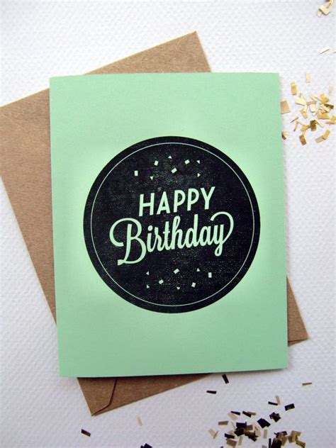 Happy Birthday Card Mint Green With Confetti Seal A2 Etsy Birthday