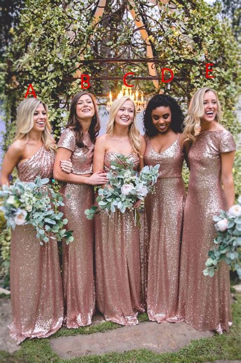 Long Bridesmaid Dresses 2018 Bridesmaid Dresses Rose Gold Sequins Bridesmaid Dresses Mismatch