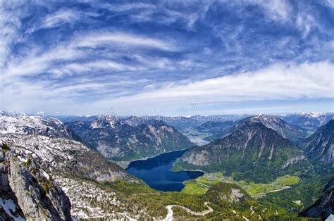 Panoramic Aerial View Of Alps Mountains Snowy Mountains Peaks And