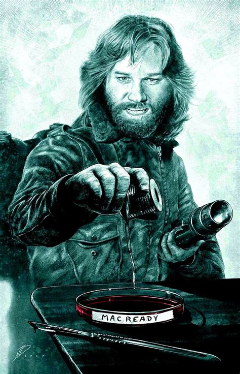 A parasitic extraterrestrial lifeform that assimilates other organisms and in turn. Kurt Russell the thing 1982 (With images) | Horror movie ...