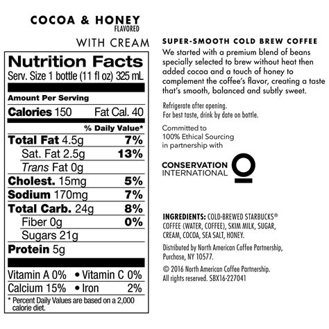 Amandes, noix de cajou, airelles & raisins secs. Starbucks Cold Brew Nutritional Value - NutritionWalls