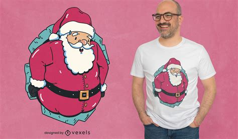 Santa Claus In A Hole Christmas T Shirt Design Vector Download