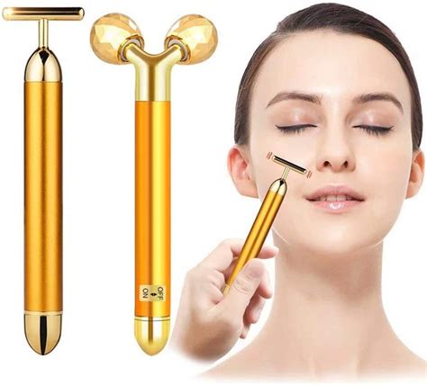 2 In 1 Beauty Bar 24k Golden Facial Face Massager Electric 3d Roller
