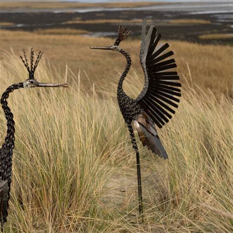 Flying Crowned Crane Recycled Metal Garden Sculpture By Chi Africa