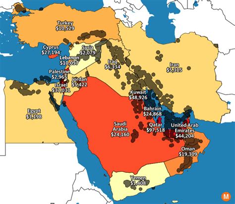 Bahrain, cyprus, egypt, iran, iraq, israel, jordan, kuwait, lebanon, oman. 7 Maps to Help Make Sense of the Middle East - Metrocosm