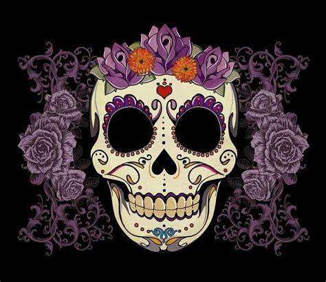 Sugar Skull With Purple Sugar Skull Art Sugar Skull Tattoos Skull Art