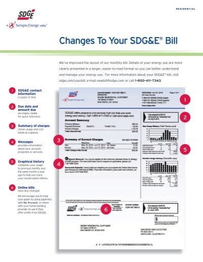 Sample Residential Sdgande Bill San Diego Gas And Electric