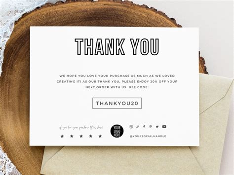Editable Thank You For Your Order Card Template Business Thank Your For