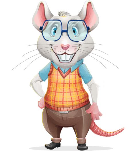 Smart Mouse With Glasses Cartoon Vector Character Graphicmama In 2021