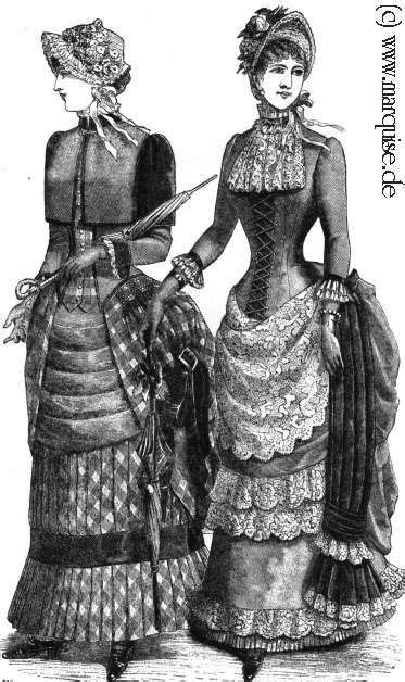 Walking Dress Visiting Dress June 1884 Light Fawn Ottoman Silk And