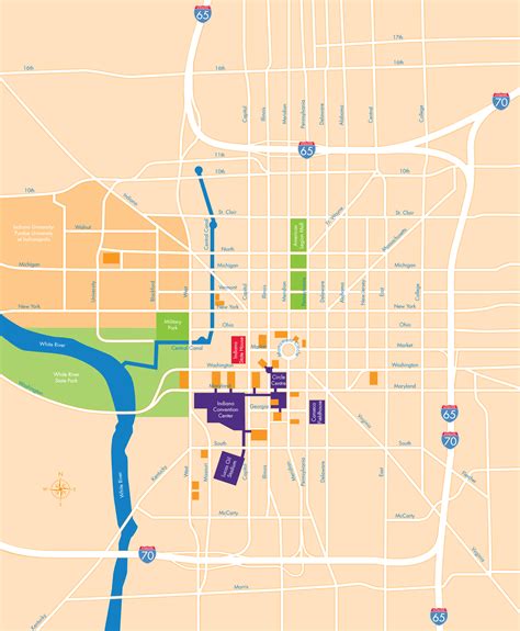Indianapolis And Downtown Street Map