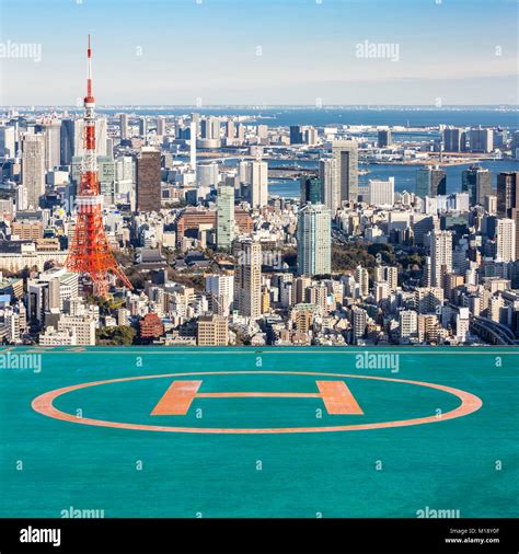 Tokyo Tower With Skyline In Tokyo Japan With Helipad Stock Photo Alamy