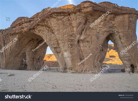 Isolated Ennedi Geological Formations Sahara Desert Stock Photo