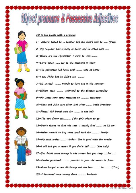 Object Pronouns And Possessiv English Esl Worksheets Pdf Doc