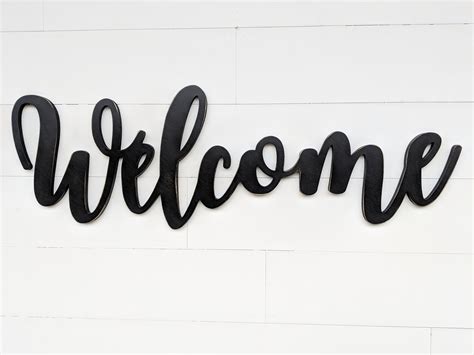 Welcome Word Cutout Wooden Letters Welcome Sign Etsy