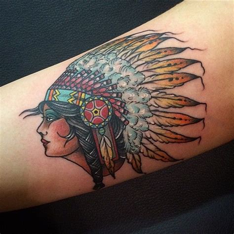 Beautiful Native American Woman Tattoo By Joe Pepper Tatoo Ideias De
