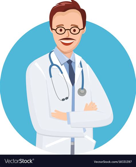 Doctor In Blue Circle On White Background Vector Image