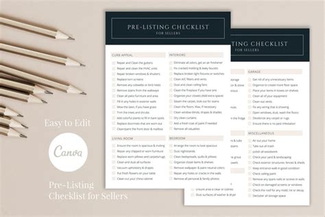 Real Estate Home Selling Checklist 2 Pages Canva
