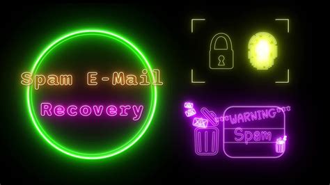 Spam Mail Recovery Neon Orange Pink Fluorescent Text Animation Green Frame On Black Background