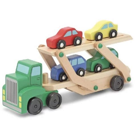 Melissa And Doug Car Carrier Truck And Cars Wooden Toy Set With 1 Truck