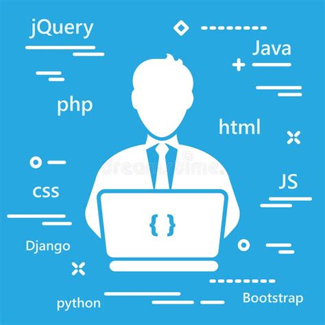 Coder Icon With Programming Languages For Web Development In Tre Stock