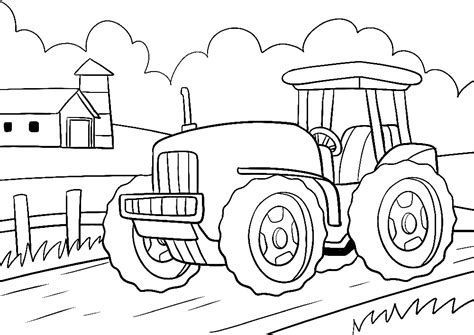 Kostenlose Ausmalbilder Ausdrucken Ein Gro Er Traktor Auf Seiner Farm