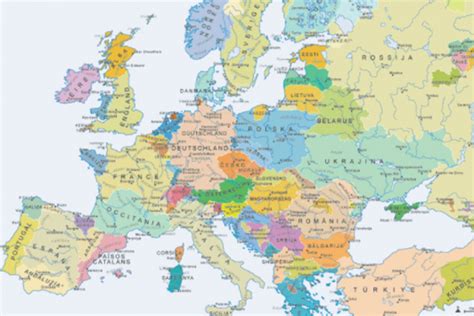 Evropa je jedan od sedam svetskih kontinenata . Karta Evrope Sa Gradovima | Karta