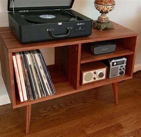 New Mid Century Modern Record Player Console Turntable Record Cabinet Vinyl Record Cabinet