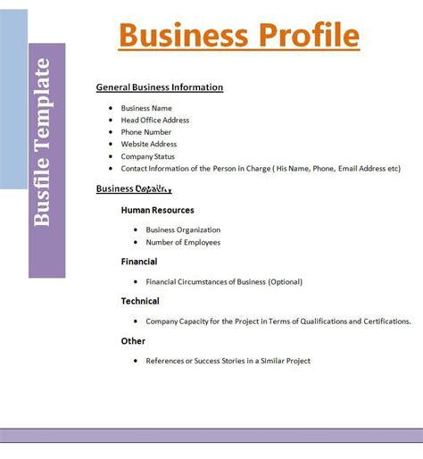 Work Profile Business Profile Corporate Profile Business Resume