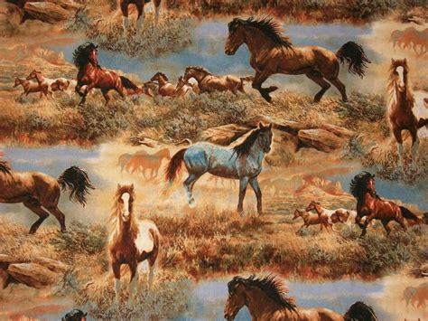 Horse Fabric Western Fabric By The Yard David Textiles Etsy Horse