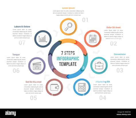 Circle Diagram Infographic Template With Arrows With Seven Steps