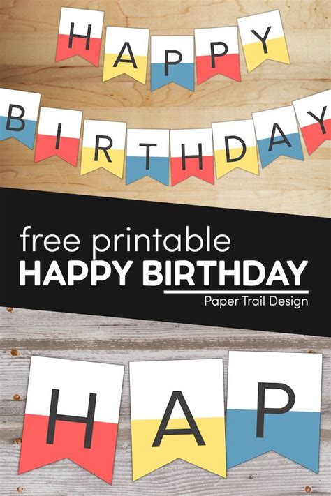 Colorful Happy Birthday Banner Printable Paper Trail Design In 2021