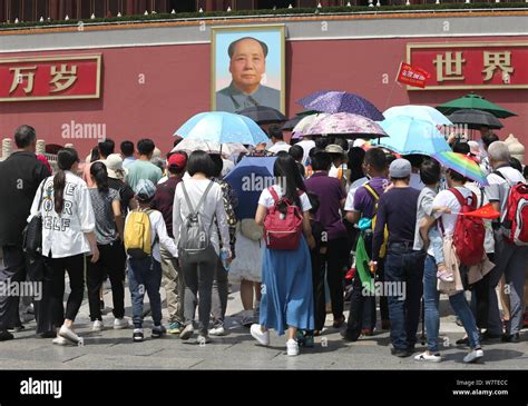 Tourists Queue Up To Visit The Tiananmen Rostrum During The Dragon