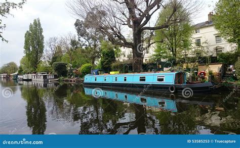 Bright Turquoise River House Boat Editorial Stock Photo Image Of