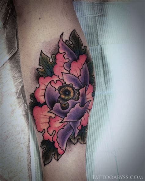Peony New School Japanese Color Tattoo Abyss Tattoo Abyss Montreal