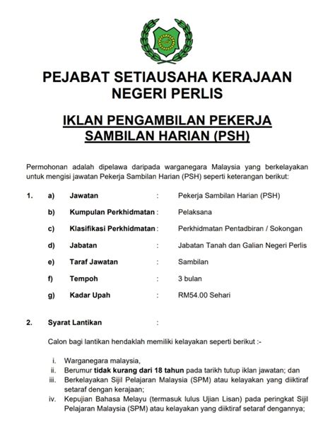 Pejabat setiausaha kerajaan negeri perlis. Jawatan Kosong Pejabat Setiausaha Kerajaan Negeri Perlis ...