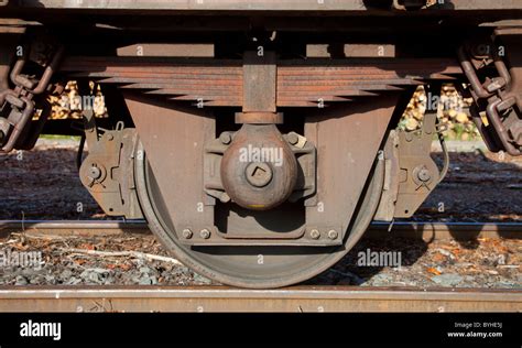 Old Fashioned Train Wagon Axle And Wheel Structure Using Leaf Springs