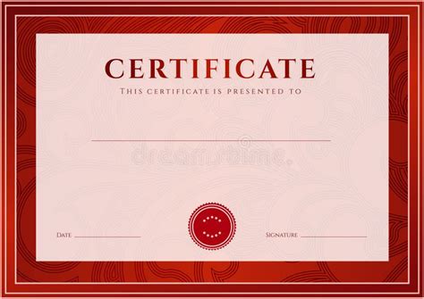Red Certificate Diploma Template Award Pattern Stock Vector Image