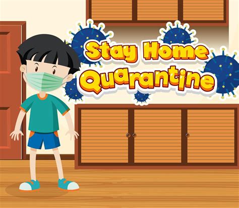 Stay Home Quarantine With Boy At Home 1154938 Vector Art At Vecteezy