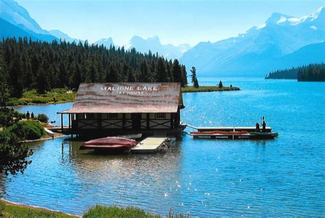 Boat House On Maligne Lake Jasper National Park Canadian Rockies