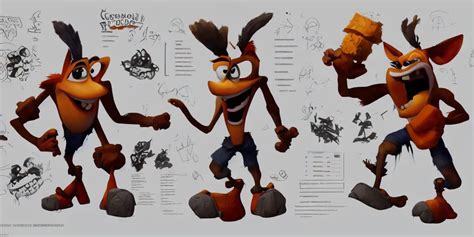 Crash Bandicoot Character Sheet Concept Design Stable Diffusion