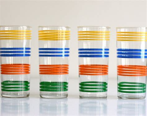 Vintage Striped Drinking Glasses Etsy