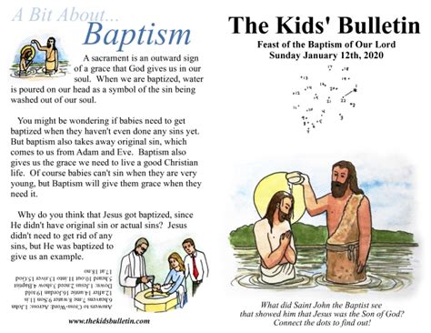 The Kids Bulletin For Sunday January 12th 2020 The Baptism Of Our