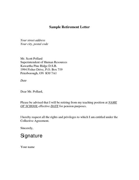 Retirement Letters Sample Free Resume Templates