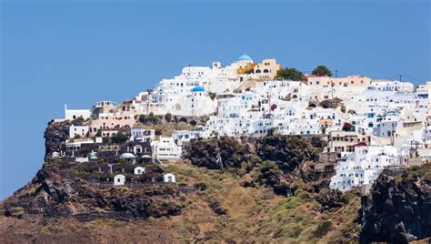 Imerovigli Town On Santorini Island Stock Photo Image Of Rock Hotel